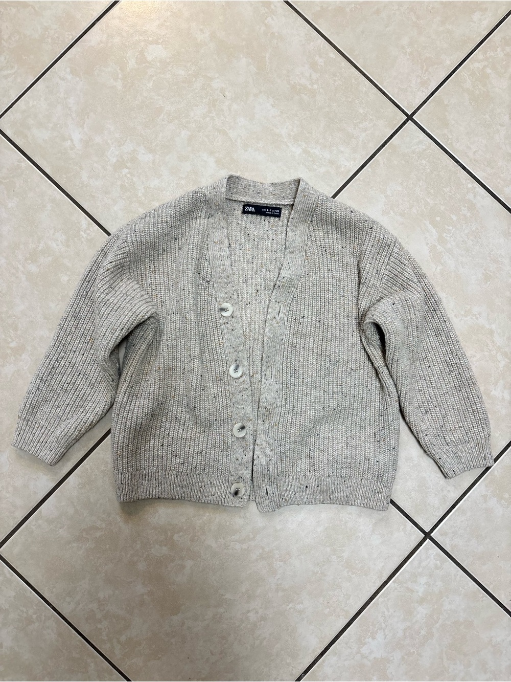 Zara gray cardigan with speckled texture, size girls 8